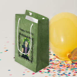 Goth Girl Black Barbed Branch Frame Green Geburtst Kleine Geschenktüte