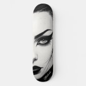 Goth girl bold ink drawing skateboard (Vorderseite)