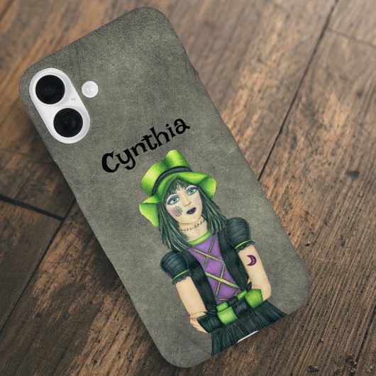 Goth Girl Green Black Hair Tattoos Grey Case-Mate iPhone Hülle