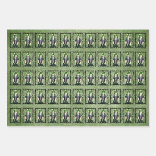 Goth Girl Green Hat Tattoos in Barbed Branch Frame Geschenkpapier Set (Vorderseite)