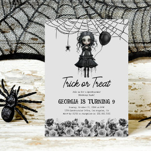 Goth-Girl-Halloween-Geburtstagseinladung Einladung