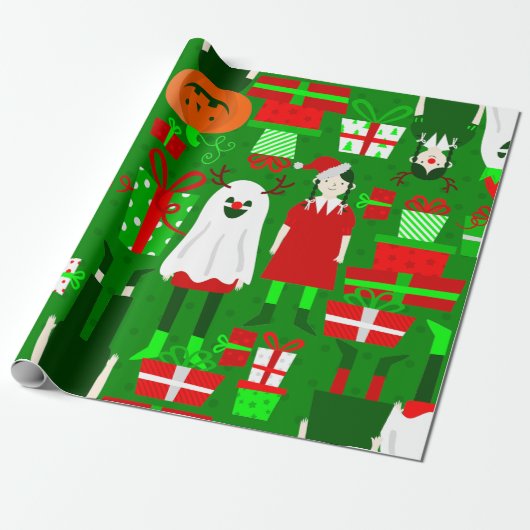 Goth Girl halloween Weihnachtsghost Geschenkpapier (Ungerollt)