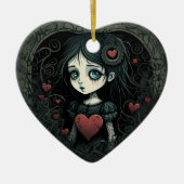 Goth Girl Holiday Ornament Illustriertes Herz (Vorne)
