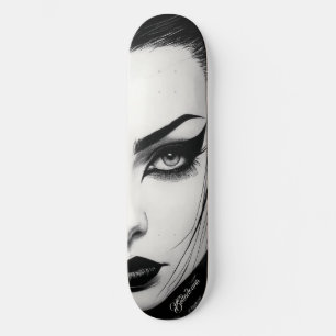 Goth-Girl kühne Tintzeichnung Skateboard