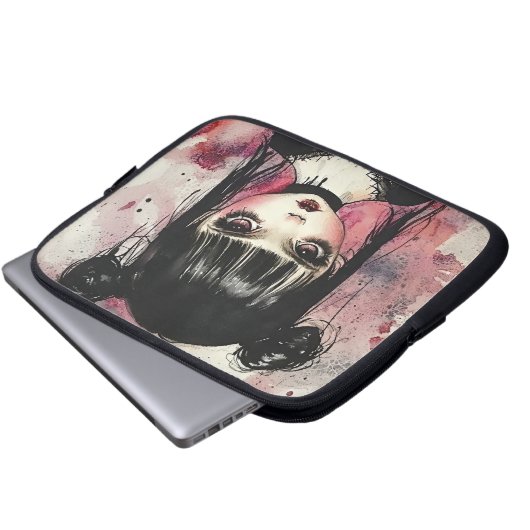 Goth Girl Laptopschutzhülle (Vorne Knopf)