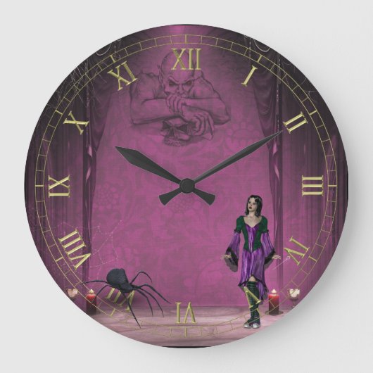 Goth Girl mit Spike Wall Uhr (Vorderseite)