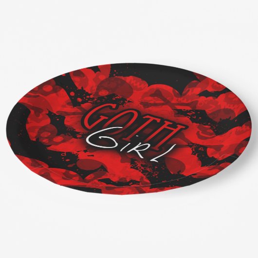 Goth Girl Paper Plate Pappteller (Schrägansicht)