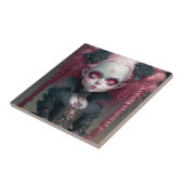 Goth Girl Pink Black Creepy Niedlich Fliese (Seite)
