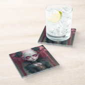 Goth Girl Pink Black Creepy Niedlich Glasuntersetzer (Schrägansicht)