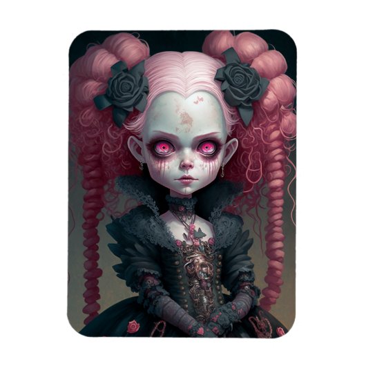 Goth Girl Pink Black Creepy Niedlich Magnet (Vertikal)