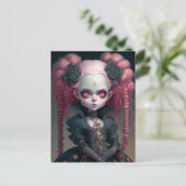Goth Girl Pink Black Creepy Niedlich Postkarte (Stehend Vorderseite)