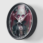 Goth Girl Pink Black Creepy Niedlich Uhr (Winkel)