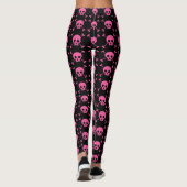 Goth Girl Pink Black Skulls Muster Cool Leggings (Rückseite)