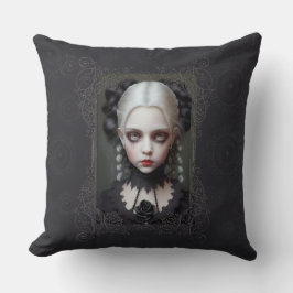 Goth Girl Portrait Pillow Kissen