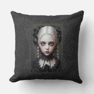 Goth Girl Portrait Pillow Kissen