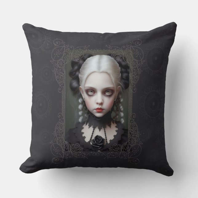 Goth Girl Portrait Pillow Kissen (Vorderseite)