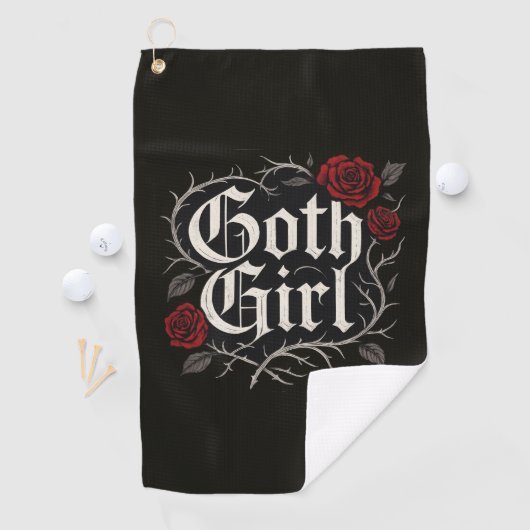 Goth Girl Rote Rose Blumenstrauch Golfhandtuch (Insitu)