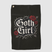 Goth Girl Rote Rose Blumenstrauch Golfhandtuch (Vorderseite)