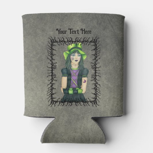 Goth Girl Tattoos Barbed Branch Frame Grunge Grau Dosenkühler (Rückseite)