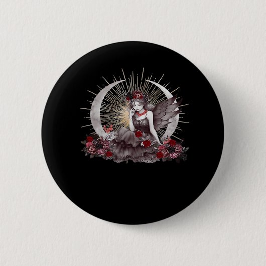 Goth Girl Whimsigoth Classic Button (Vorderseite)