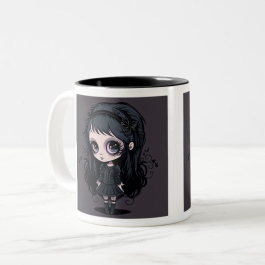 Goth Girl Zwei-Tonen-Tasse, 11 oz Zweifarbige Tasse (Vorderseite Links)