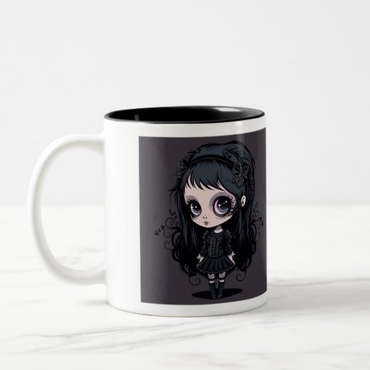Goth Girl Zwei-Tonen-Tasse, 11 oz Zweifarbige Tasse (Links)