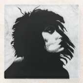 Goth Goddess Portrait Originelle Kunst Schwarz-wei Glasuntersetzer (Vorderseite)