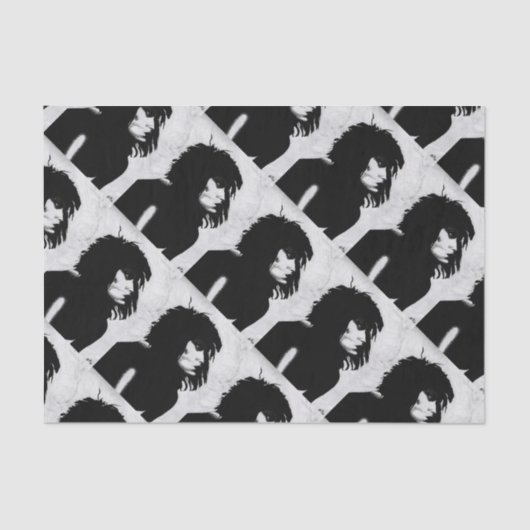 Goth Goddess Portrait Originelle Kunst Schwarz-wei Seidenpapier (Vorderseite)