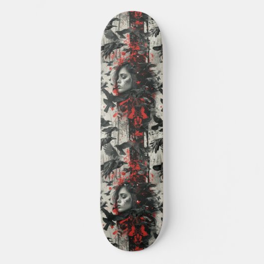 Goth Gothic Girl and Ravens Macabre Skateboard (Vorderseite)