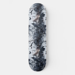 Goth Gothic Girl and Ravens Macabre Skateboard