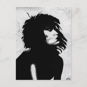 Goth Göttin Frau Porträt Ikonische Modekunst Postkarte