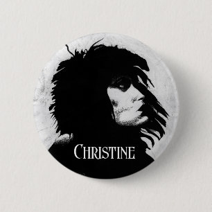 Goth-Göttinnen-Porträt Originalkunst Schwarz Weiß Button
