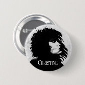 Goth-Göttinnen-Porträt Originalkunst Schwarz Weiß Button (Vorne & Hinten)
