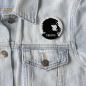 Goth-Göttinnen-Porträt Originalkunst Schwarz Weiß Button (Beispiel)
