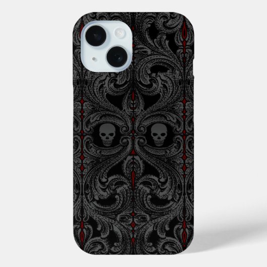 Goth Gray Ornament mit Skull Case-Mate iPhone Hülle (Rückseite)