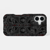 Goth Gray Ornament mit Skull iPhone 16 Hülle (Rückseite (Horizontal))