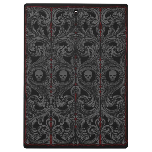 Goth Gray Ornament mit Skull Klemmbrett (Rückseite)