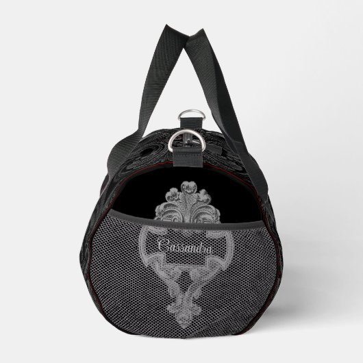 Goth Gray Ornament mit Skull Personalisiert Duffle Bag (Rechts)