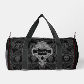 Goth Gray Ornament mit Skull Personalisiert Duffle Bag (Rückseite)