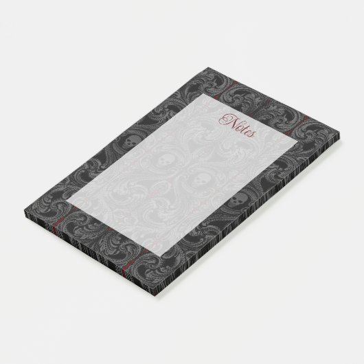 Goth Gray Ornament mit Skull Post-it Klebezettel (angewinkelt)