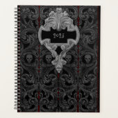 Goth Gray Ornament & Skull personalisieren Planer (Vorderseite)