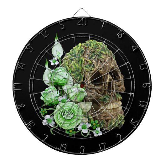 Goth Green Floral Tree Skull Dartscheibe (vorne)