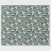 Goth Green Skull und Blume Halloween Geschenkpapier (Flach)