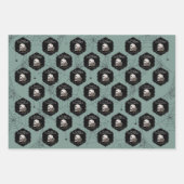 Goth Green Skulls and Stripes Halloween Geschenkpapier Set (Vorderseite)