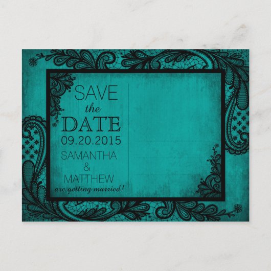 Goth Grunge Lace Foto Save the Date Ankündigungspostkarte (Rückseite)