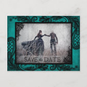 Goth Grunge Lace Foto Save the Date Ankündigungspostkarte (Vorderseite)