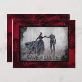 Goth Grunge Lace Foto Save the Date Ankündigungspostkarte (Vorne/Hinten)