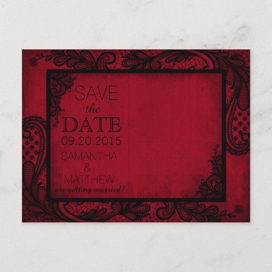Goth Grunge Lace Foto Save the Date Ankündigungspostkarte (Rückseite)