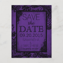 Goth Grunge Lace Save the Date Ankündigungspostkarte