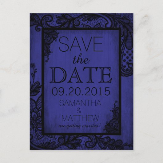 Goth Grunge Lace Save the Date Ankündigungspostkarte (Vorderseite)